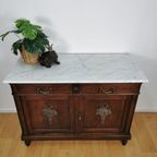 Vintage Antiek Dressoir Commode Ladekast Badkamermeubel Met Marmer Blad 404 thumbnail 3