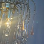 3 Stuks Beschikbaar Vintage Murano Roze Teardrop Kroonluchter Hanglampen thumbnail 8