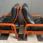 Two Teak And Black Leather Chairs By Hs Denmark 1970S thumbnail 14
