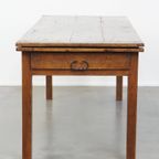 Antieke Franse Boeren Eettafel Uit De Vroege 19e Eeuw Met Twee Laden En Een Broodplank thumbnail 6