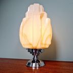 Art Deco Tafellamp, Type Wolkenkrabber, Opaline, 1930 thumbnail 11