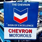 Xl Emaille Reclamebord Chevron Motoroil, Langcat Bussum️⛽️ thumbnail 4