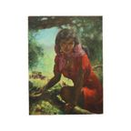Groot Schilderij Zigeunerin Jonge Vrouw Olieverf Op Doek 1964 thumbnail 8