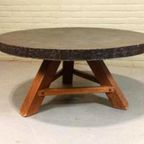 Vintage Brutalist Salontafel, Rond thumbnail 10