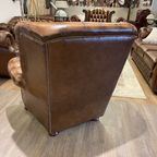 Engelse Springvale Chesterfield Oorfauteuil In Nieuwstaat Tabacco Bruin thumbnail 6