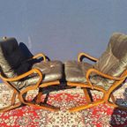 Vintage Siesta Fauteuils, Ingmar Relling, Beuken Leer Design thumbnail 5