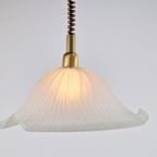 Vintage Zakdoek Hanglamp Glas Messing Verstelbaar Regency 70 thumbnail 7