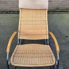 Vintage Chrome And Wicker Rocking Chair, 1970s thumbnail 2