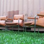 4 Vintage Cognac Leren Lounge Stoelen Artifort Geoffrey Harcourt thumbnail 7