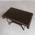 Vintage Salontafel Met 2 Glazen Bladen Met 50s Print thumbnail 4