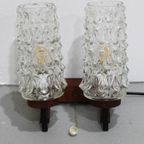 Vintage Dubbele Wandlamp - Hout, Glas Jaren '60 thumbnail 9