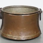 Uniek Grote En Zeer Charmante Antieke Koperen Ketel/ Haardhout Bak Met Een Prachtig Patina thumbnail 3