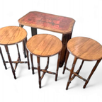 Art Deco / Nesting Table 3 X / Attributed To Maison Franck / Inlaid Tortoiseshell Top / 1920 thumbnail 5