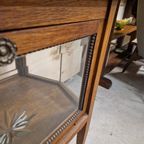 Antiek Theekastje Met Geslepen Glas Vintage Vitrinekast thumbnail 9