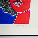 Corneille - Litho - Femme Et Oiseau Rouge - Ingelijst - 1998 thumbnail 7