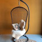 Rotan Egg Chair Met Metalen Voet, Hang Stoel, Vintage thumbnail 10
