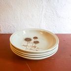 4 X Sarreguemines France Thistle Deep Plates Mid Century Gres Ceramic Pottery Salad Bowls thumbnail 3