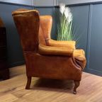 Karakteristieke Vintage Schapenleren Oorfauteuil thumbnail 4