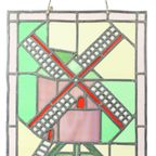 Vintage Glasraam Molen Glas In Lood Zonnevanger 47X37Cm thumbnail 5
