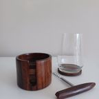 Vintage Set. Deens Ontwerp. Houten Onderzetters (6) En Kurkentrekker. thumbnail 3