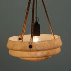 Vintage Zacht Roze Gemarmerd Glazen Art Deco Design Hanglamp thumbnail 4