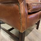 2 X Stoere Industriële Chesterfield Oorfauteuils In Generfd Cognac Vintage Leder Ralph Lauren thumbnail 9