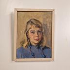 Mari Trappeniers Oud Schilderij Portret Olieverf Op Doek thumbnail 2