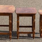Houten Vintage Nesting Tables Bijzettafels Set Van 3 thumbnail 8