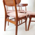 6 Deense Eettafel Stoelen Farstrup Nieuw Gestoffeerd Roze thumbnail 10