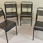 Vintage Postmodern Set Van 4 Metalen Stoelen, Zwart thumbnail 5