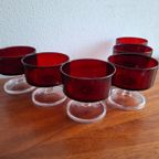 6 Vintage (Ijs)Coupes Of Dessert/Champagne Robijnrood Glazen Cavalier Luminarc Frankrijk thumbnail 9