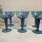 Vintage Cocktail Glazen - Blauw/Petrol Kleur - Set Van 6 thumbnail 9