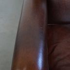 Mooie En In Goede Staat Verkerende Klassieke Donkerbruine Schapenleren Design Fauteuil/ Armchair thumbnail 7