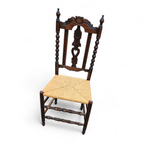 8 ( 2 X Armrest ) X Ornate Wood / Bobbin / Wicker Dining Chair / Studded Chairs thumbnail 9