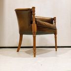 Charming Brown Leather Club Chair, Studded And Hand-Dyed, Fully Restored thumbnail 7