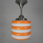 Art Deco Hanglamp Met Oranje Strepen, Jaren 30 thumbnail 3