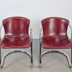 Set Of 2 Vintage Metaform Tuigleer Leren Buisframe Stoel ‘70 thumbnail 9