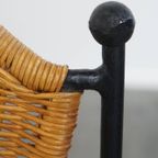 Leuke Set Van 4 Vintage Design Eetkamerstoelen Van Frederick Weinberg Van Gietijzer En Riet thumbnail 10