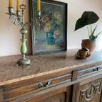 Vintage Houten Commode Met Terrakleurig Marmeren Blad thumbnail 5