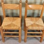 Set Van 4 Vintage Charles Dudouyt Stijl Eetkamerstoelen thumbnail 12