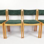 4 Vintage Dining Chairs Green | Groene Stoelen Ribstof Deens thumbnail 2