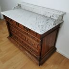 Vintage Frans Dressoir Commode, Ladekast Badkamermeubel Met Marmer Blad 113 thumbnail 9