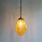 Art Deco Hanglamp In Amberkleurig Gebarsten Glas, 1920-30S thumbnail 4