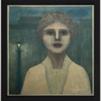 Jan Visser, Vrouwenportret, Gesigneerd thumbnail 3