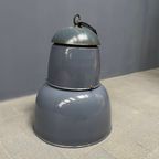 Grote Industriële Blauwgrijze Emaille Hanglamp thumbnail 16