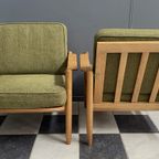 Set Of Arm Chairs In Green Fabric And Wood 1960s thumbnail 9