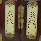 Grote Chinese Juwelenkist Sierraden Doos Jade Palissander Messing thumbnail 13