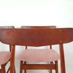 6 Deense Eettafel Stoelen Farstrup Nieuw Gestoffeerd Roze thumbnail 7