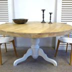 Prachtige Landelijke Ronde Eiken Tafel 120 Cm thumbnail 22