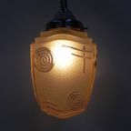 Art Deco Hanglamp Met Roze Glazen Kap thumbnail 12